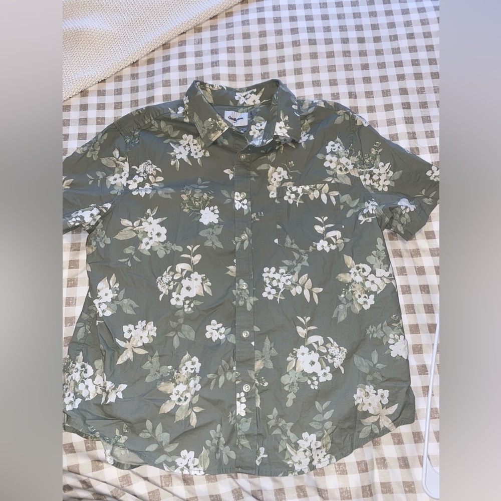 Olive Floral Men's Casual Shirt